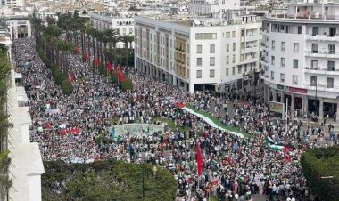مظاهرة حاشدة في الرباط تنديدا بالعدوان الإسرائيلي على الشعب الفلسطيني