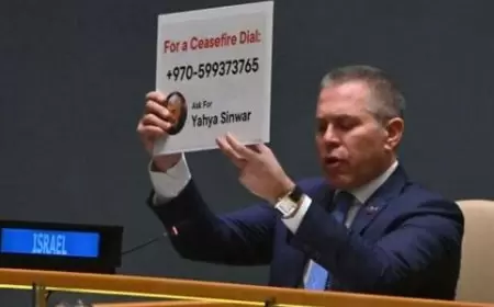 هكذا ردت حماس على مندوب اسرائيل الذي رفع صورة ورقم هاتف السنوار