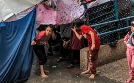 غرق عشرات مراكز الإيواء في قطاع غزة بفعل مياه الأمطار الغزيرة