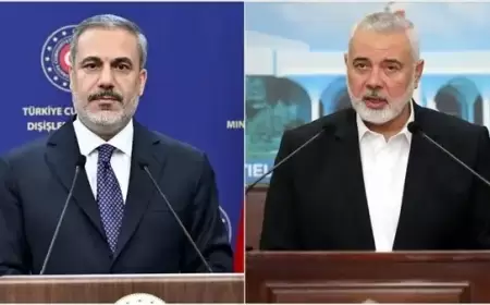 هنية يبحث مع فيدان تطورات الاحتلال الإسرائيلي على غزة