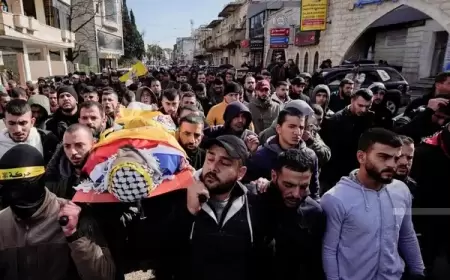 تشييع جثمان الشهيد قسام ياسين في دير أبو ضعيف بجنين