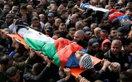 تشييع جثماني الشهيدين دعمة والعلي في مخيم نور شمس بطولكرم