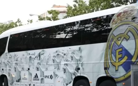 تعرض حافلة ريال مدريد لحادث كاد يؤدي إلى مأساة