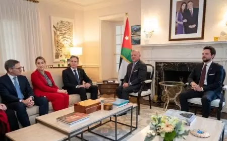 ملك الأردن يلتقي وزير الخارجية الأمريكي ويؤكد ضرورة إنهاء الحرب على قطاع غزة