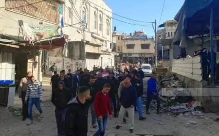 تشييع جثمان الشهيد توفيق حسين علي في مخيم نور شمس