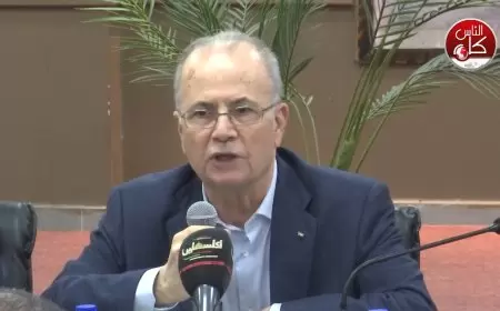 جانب من اجتماع رئيس الوزراء د. مصطفى، والمحافظ مصطفى طقاطقة  مع أعضاء المجلس التنفيذي، والمؤسسات الرسمية والجهات المختصة في طولكرم