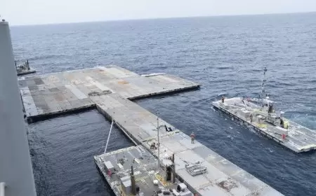 أكثر من 270 دونم: الصور الأولى للميناء العائم الذي تم بناؤه في قطاع غزة