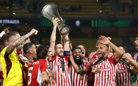 المغربي الكعبي يقود أولمبياكوس للتتويج بدوري المؤتمر الأوروبي