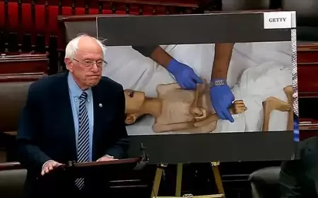 السيناتور ساندرز يعرض صوراً في الكونغرس لأطفال غزة