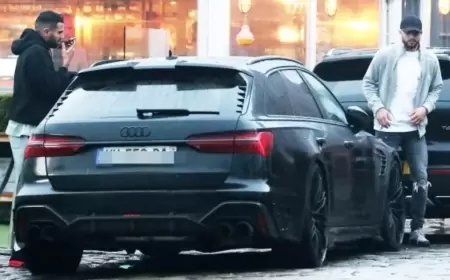 شاحنة تحطم سيارة رياض محرز