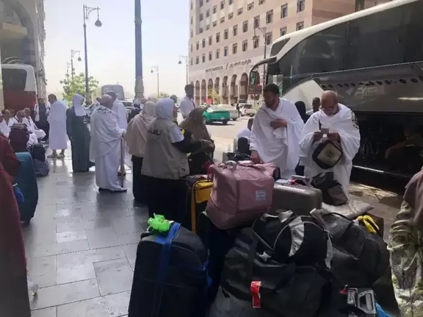 انطلاق الدفعة الأولى من بعثة الحج الفلسطينية من المدينة المنورة إلى مكة المكرمة