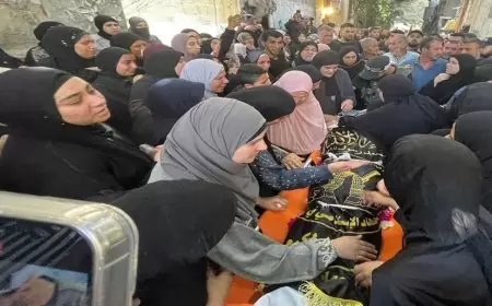 تشييع جثمان الشهيد أشرف عبد الله في مخيم نور شمس شرق طولكرم