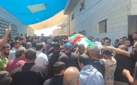 تشييع جثامين الشهداء الأربعة في مخيم نور شمس شرق طولكرم