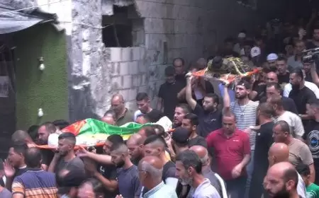 تشييع جثمان الشهيد عايد أبو الهيجا في مخيم نور شمس شرق طولكرم