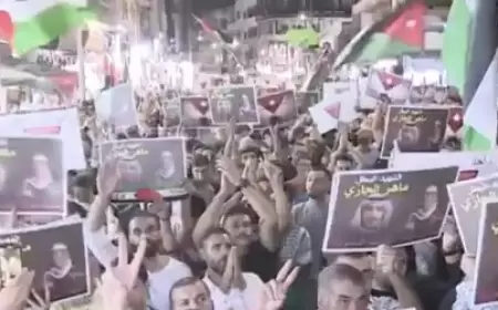 مظاهرة للمطالبة باستعادة جثمان منفذ عملية جسر الملك حسين في الأردن