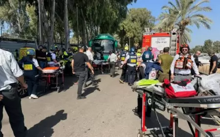 يتم التحقيق في الخلفية- 40 اصابة على الاقل باصطدام شاحنة بمحطة حافلات قرب مقر الموساد