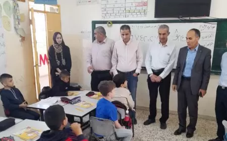أسرة التربية والتعليم في طولكرم ممثلة بمديرها العام أ. مازن جرار تتفقد مدرسة ذكور شويكة الأساسية