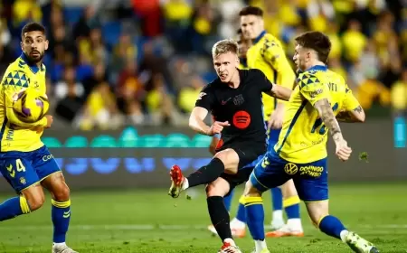 برشلونة يتجاوز لاس بالماس بفضل أولمو وفيران