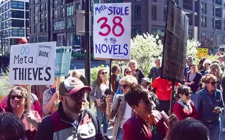 مؤلّفون يتظاهرون أمام مقرّ "ميتا" في لندن احتجاجًا على "سرقة" كتبهم من الذكاء الاصطناعيّ