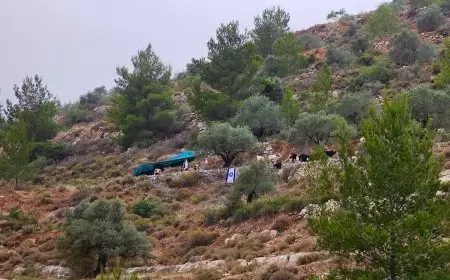 مستعمر ينصب خيمة شمال رام الله