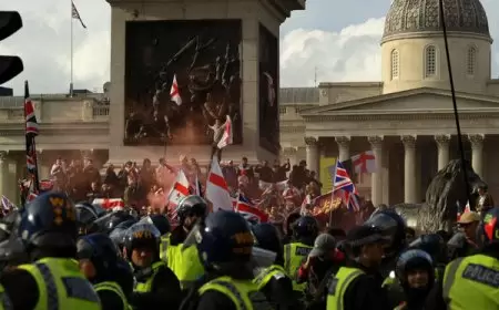 صدامات واعتقالات في مظاهرة لليمين بلندن شارك فيها نحو 150 ألفا