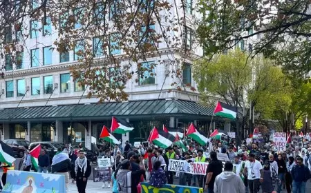 هكذا عبر المتظاهرون في كالغاري الكندية عن تضامنهم مع غزة