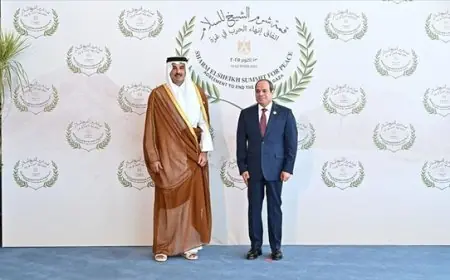 أمير قطر: نأمل أن تسهم قمة شرم الشيخ بالتوصل لحل مستدام لقضية فلسطين