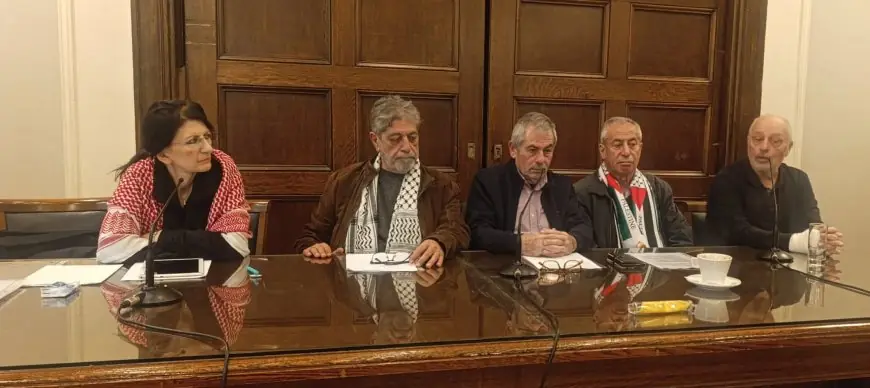 مؤتمر صحفي في أثينا للمطالبة بالإفراج العاجل عن مروان البرغوثي وأحمد سعدات وكافة الأسرى .